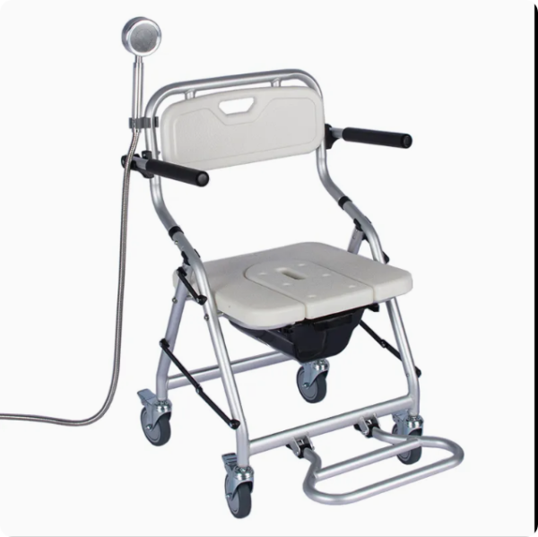 Folding and Adjustable Back Backrest and Soft Seat Commode Shower Chair