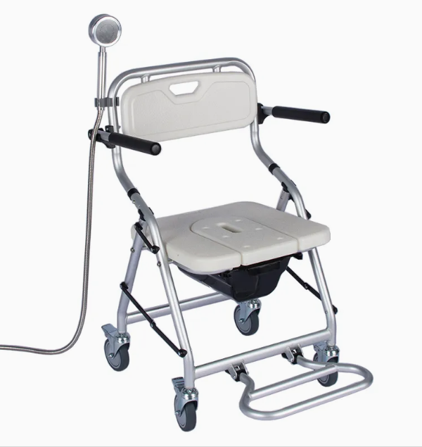 Folding and Adjustable Back Backrest and Soft Seat Commode Shower Chair
