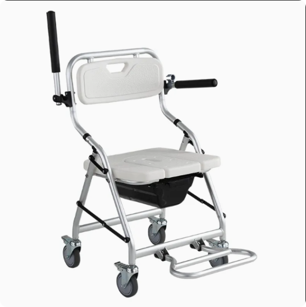Folding and Adjustable Back Backrest and Soft Seat Commode Shower Chair