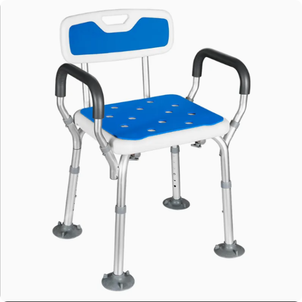 Bath Seat Height Adjustable Safety Shower Chair with Arms and Back
