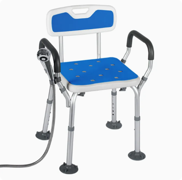 Bath Seat Height Adjustable Safety Shower Chair with Arms and Back