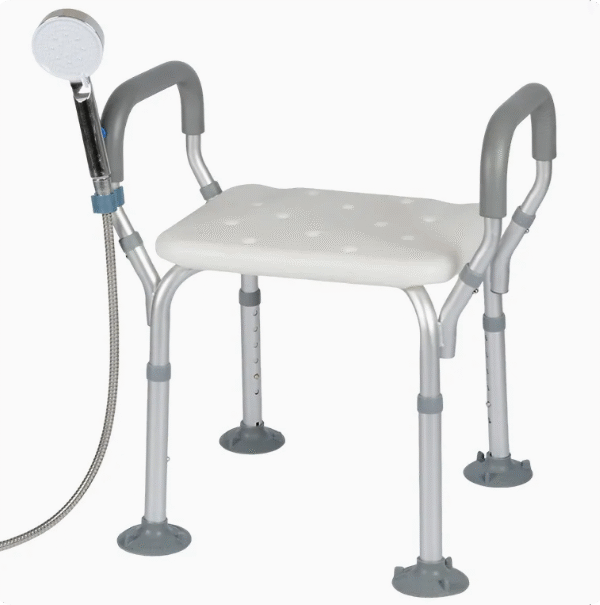 Aluminum Alloy Shower Chair Anti-Slip Toilet Bathroom Chair with Private Parts Cleaning Design